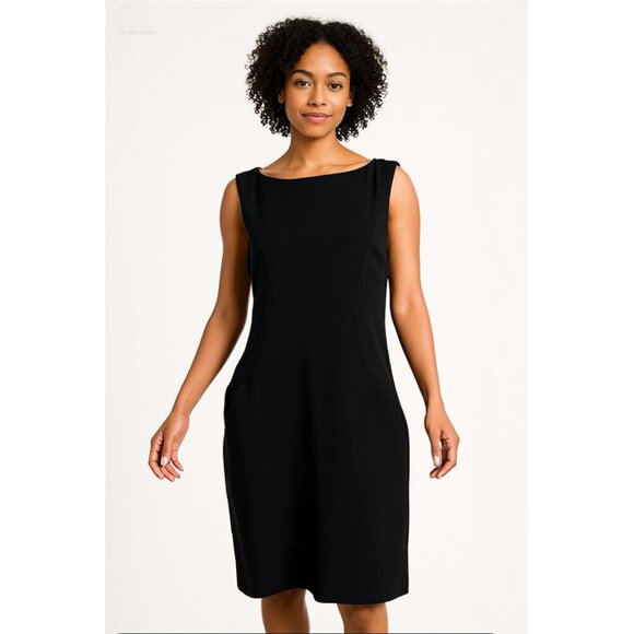 A.J. Bari Black Sleeveless Open Back Sheath Cocktail Dress Petite 10 - Picture 1 of 11